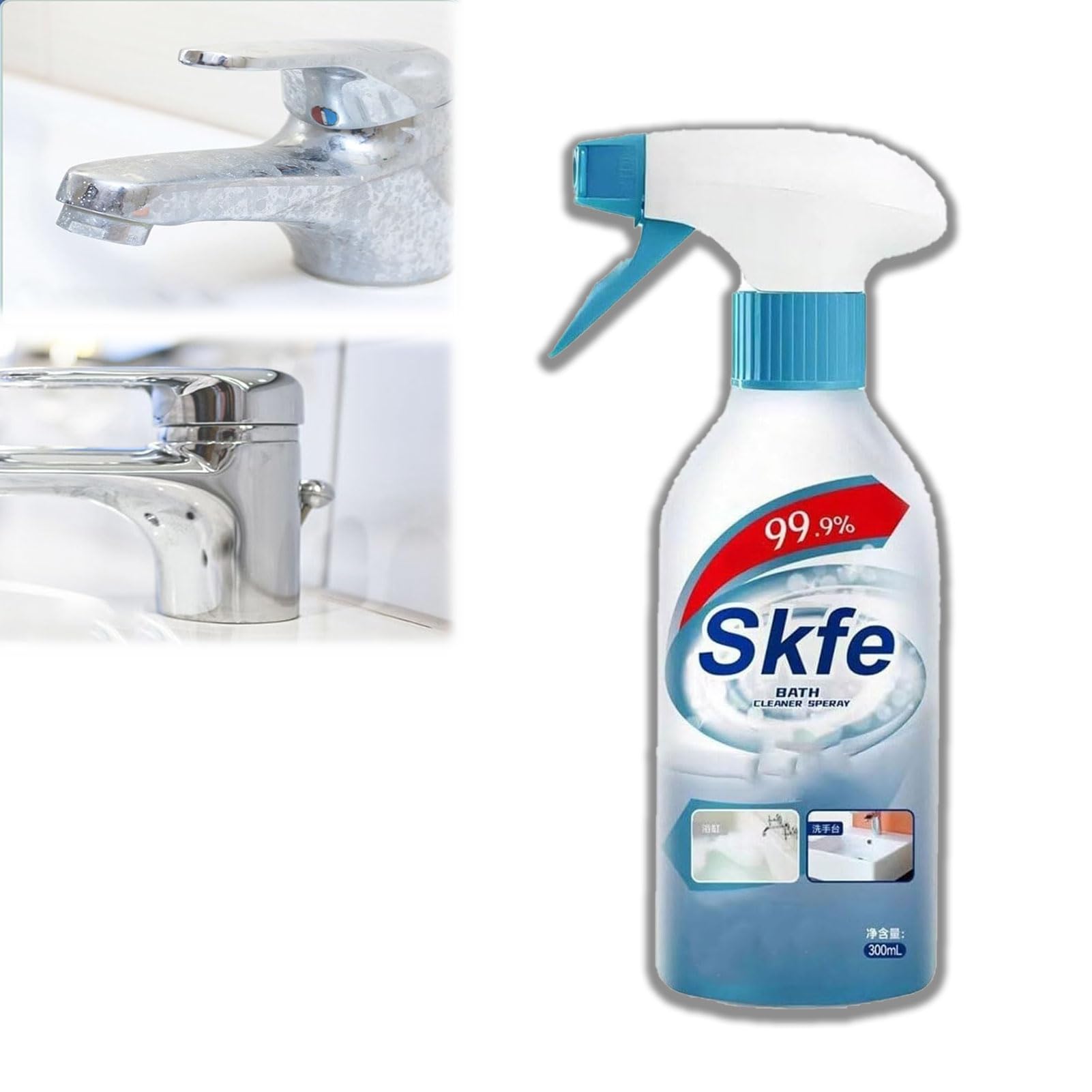 ROPTINK Skfe Bath Cleaner Spray, Skfe Stubborn Stains Cleaner, Skfe Bathroom Cleaning Spray, Multipurpose Foaming Cleaner for Bathroom Toilets and Porcelain Surfaces (1pcs)
