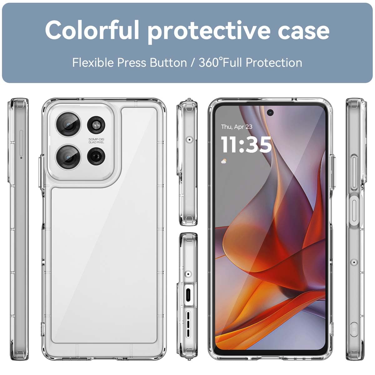 GOKEN Cover Per Motorola Moto G75 - Custodia Trasparente Con Bordo Morbido In TPU E Retro Rigido In PC, Antiurto E Sottile
