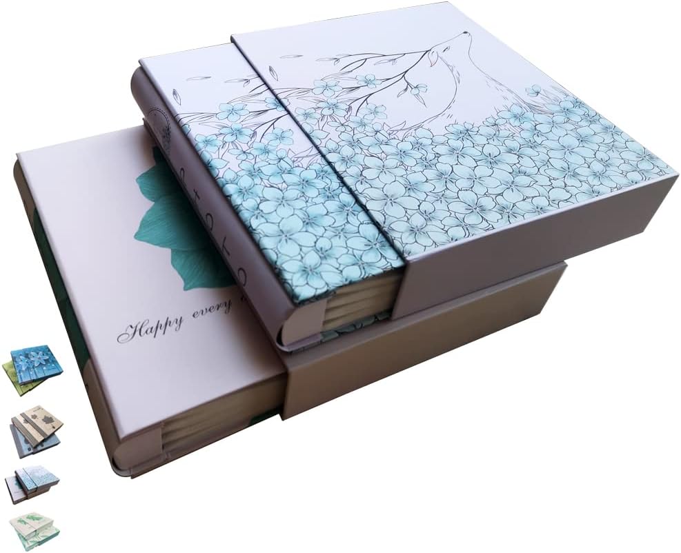 4X6 Photo Album Pack of 2, Each Picture Album Holds Up to 200 4x6 Photos, Total 400 Photos,Family - Travel - Baby Photo Album (Flower and Deer)