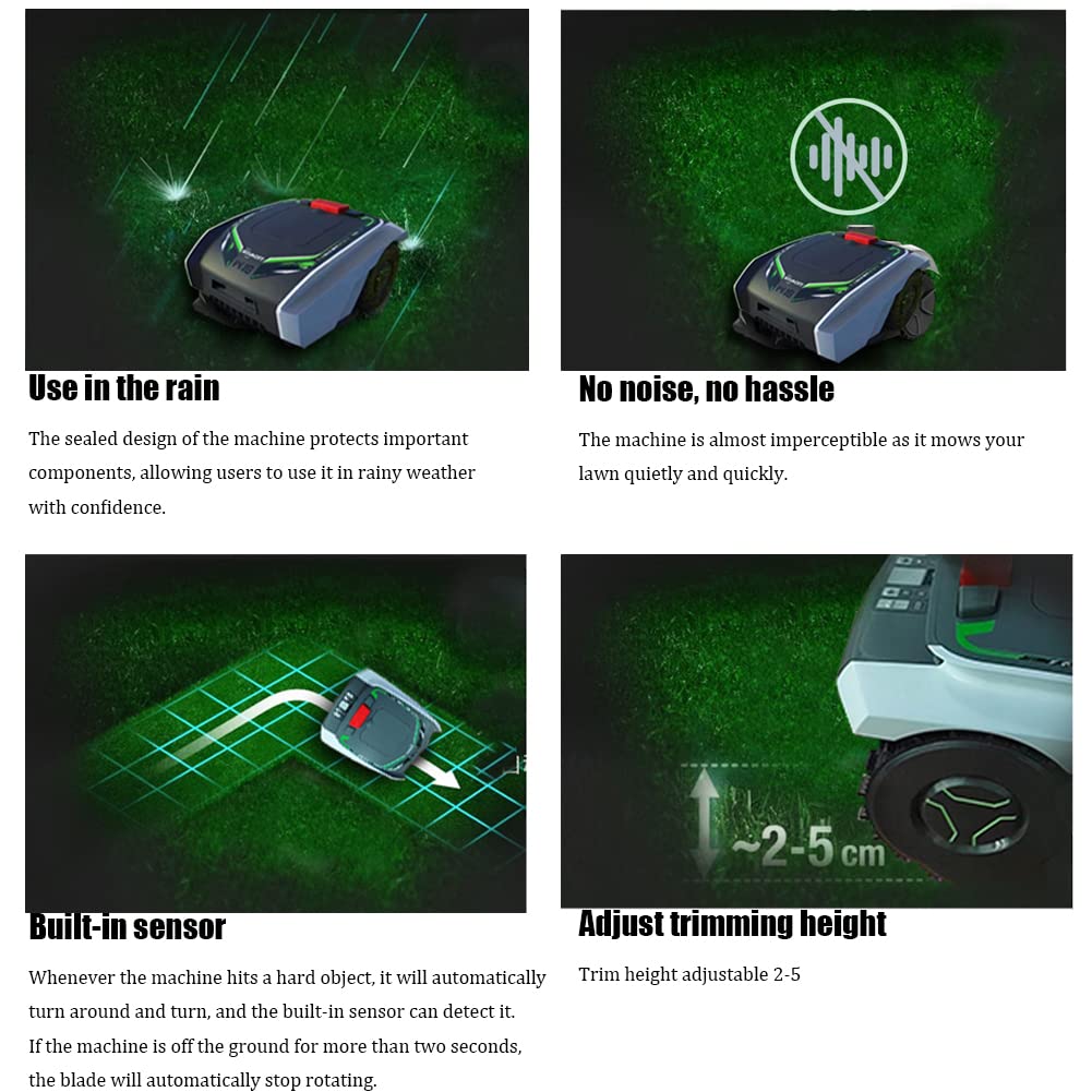 Kosiarki automatyczne, w pełni automatyczne kosiarki ogrodowe, roboty ogrodnicze z wirtualnymi granicami, automatyczne ładowanie, inteligentne planowanie ścieżki, regulowana wysokość przycinania