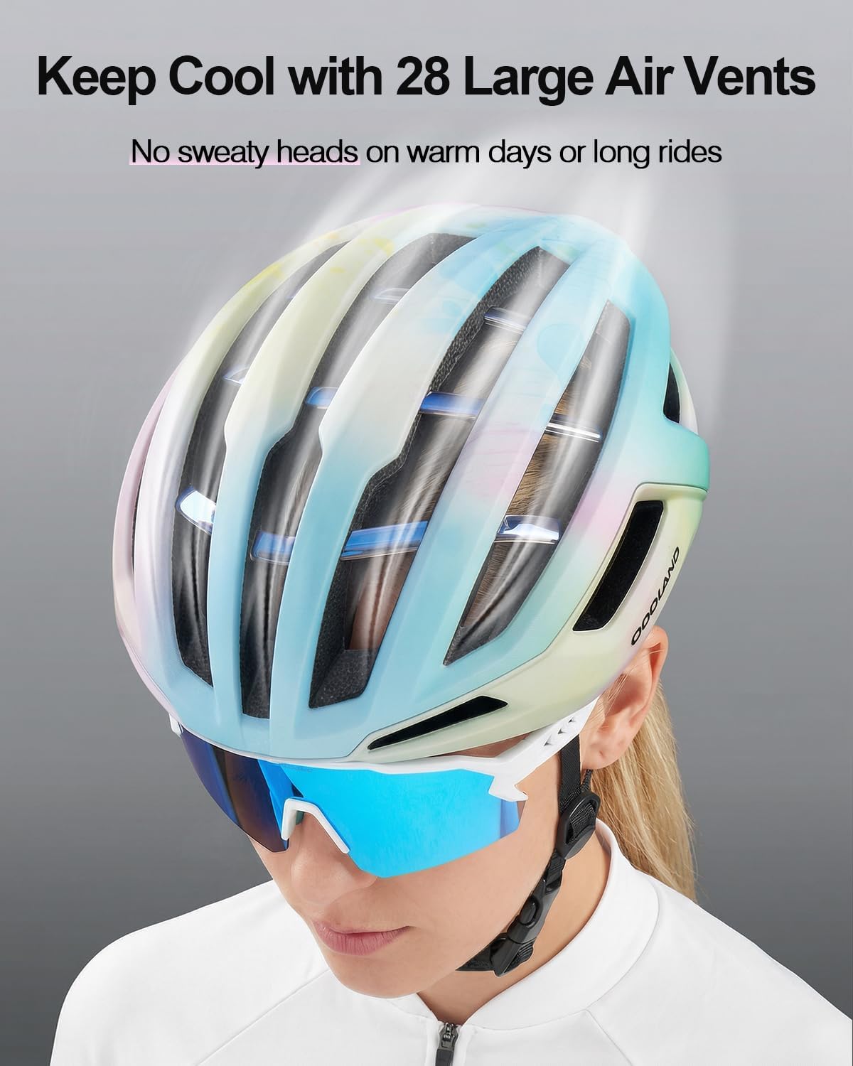 Odoland Adult Bike Helmet - Super Ventilation & Impact-Resistant Frame, Adjustable Dial System Lightweight Bicycle Helmet for Mountain, Commuting, Road Cycling