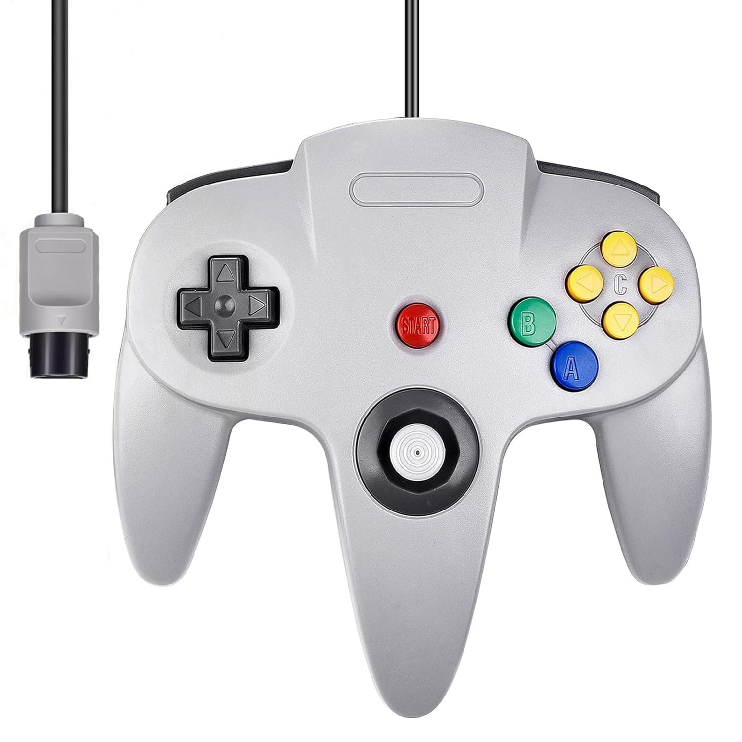 miadore Controller classico N64,Plug & Play,controller gamepad con telecomando cablato N64 retrò compatibile con console N64 (grigio)