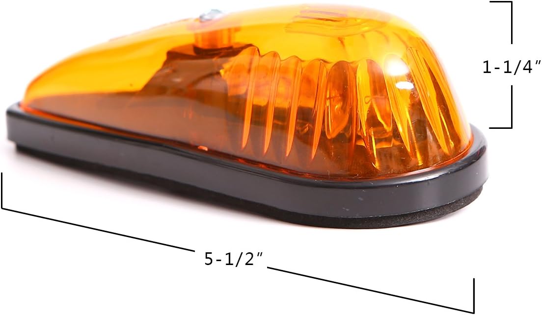 CZC AUTO 5 Pack 5-1/2 inch Amber Teardrop Cab Clearance Marker Roof Running ID Light Kit with on/off Switch, Front Rear Top-Mounted for Trailer Truck RV Pickup Semi Van Boat Camper Bus Sedan
