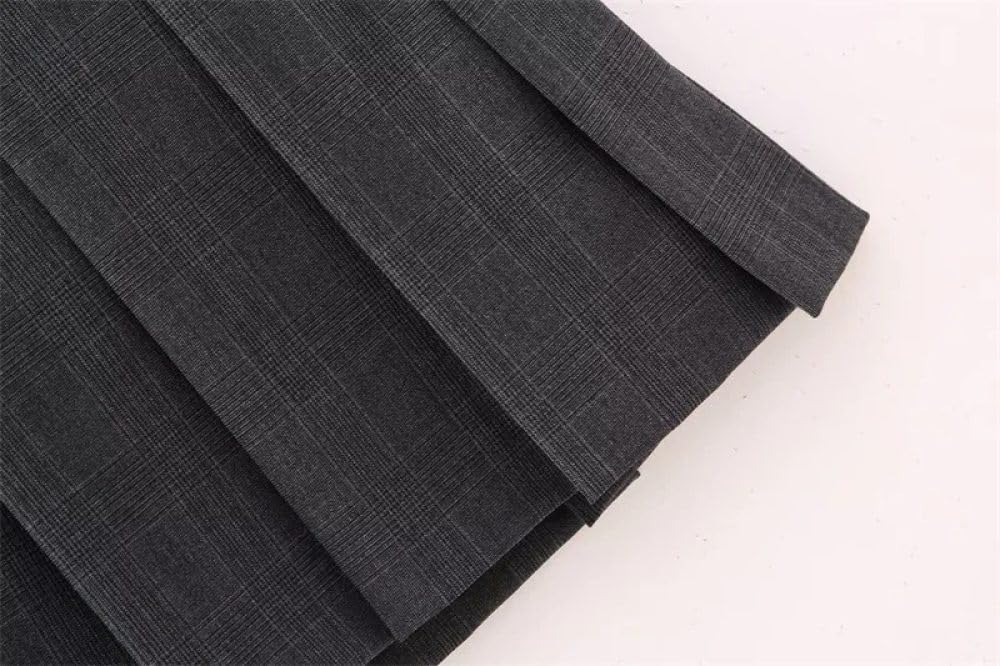 SWEPER Falda Corta De Mujer - Minifalda Plisada De Otoño para Mujer, Cinturón De Estilo Británico Decorado, Falda Acampanada De Cintura Alta con Cremallera A La Moda, Culottes Cortos