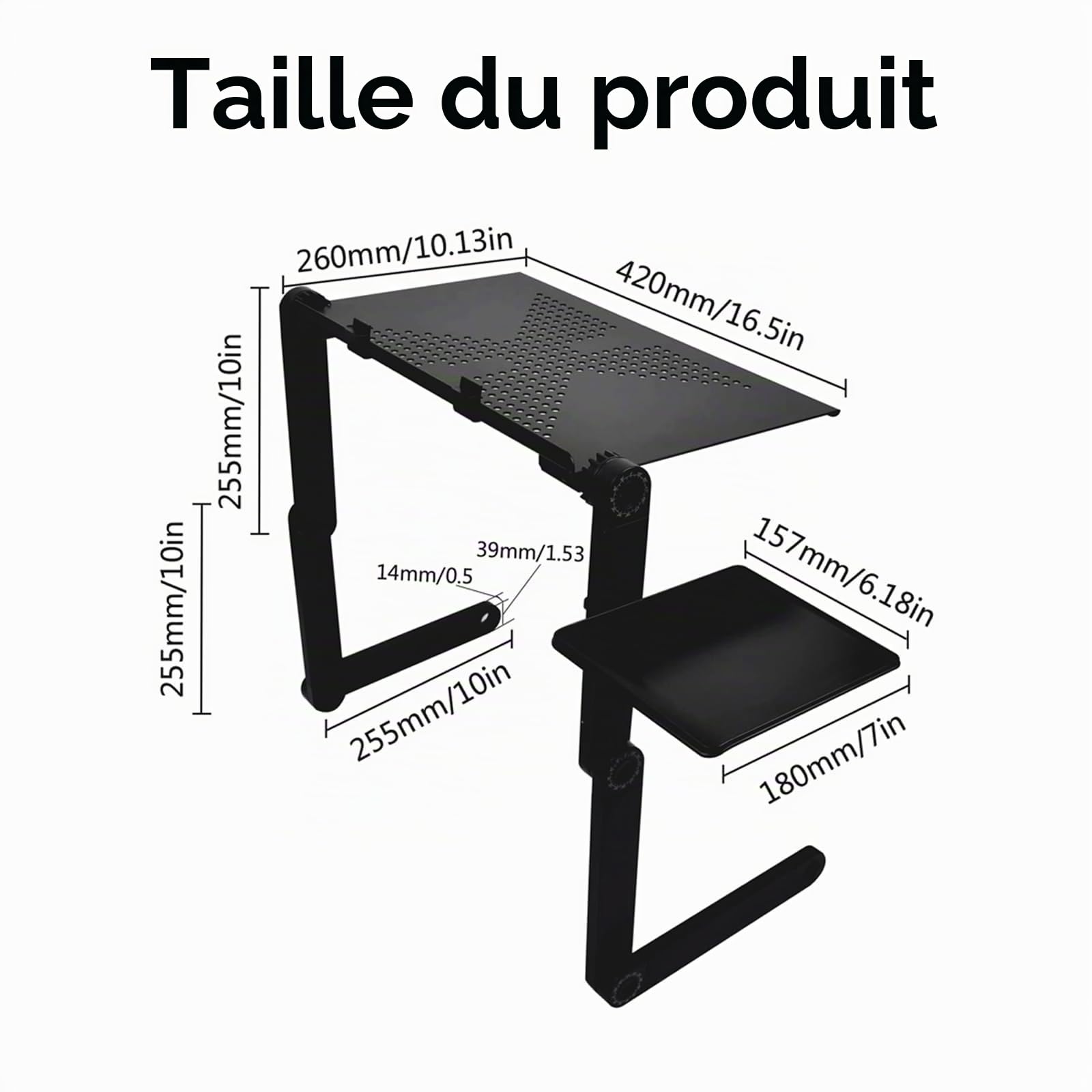 Ideal Swan Support Ordinateur Portable Table de Lit Pliable Support PC Portable Lit Plateau Support de Lecture Inclinable pour Canapé, Livre, Magazine et Petit Déjeuner - Noir