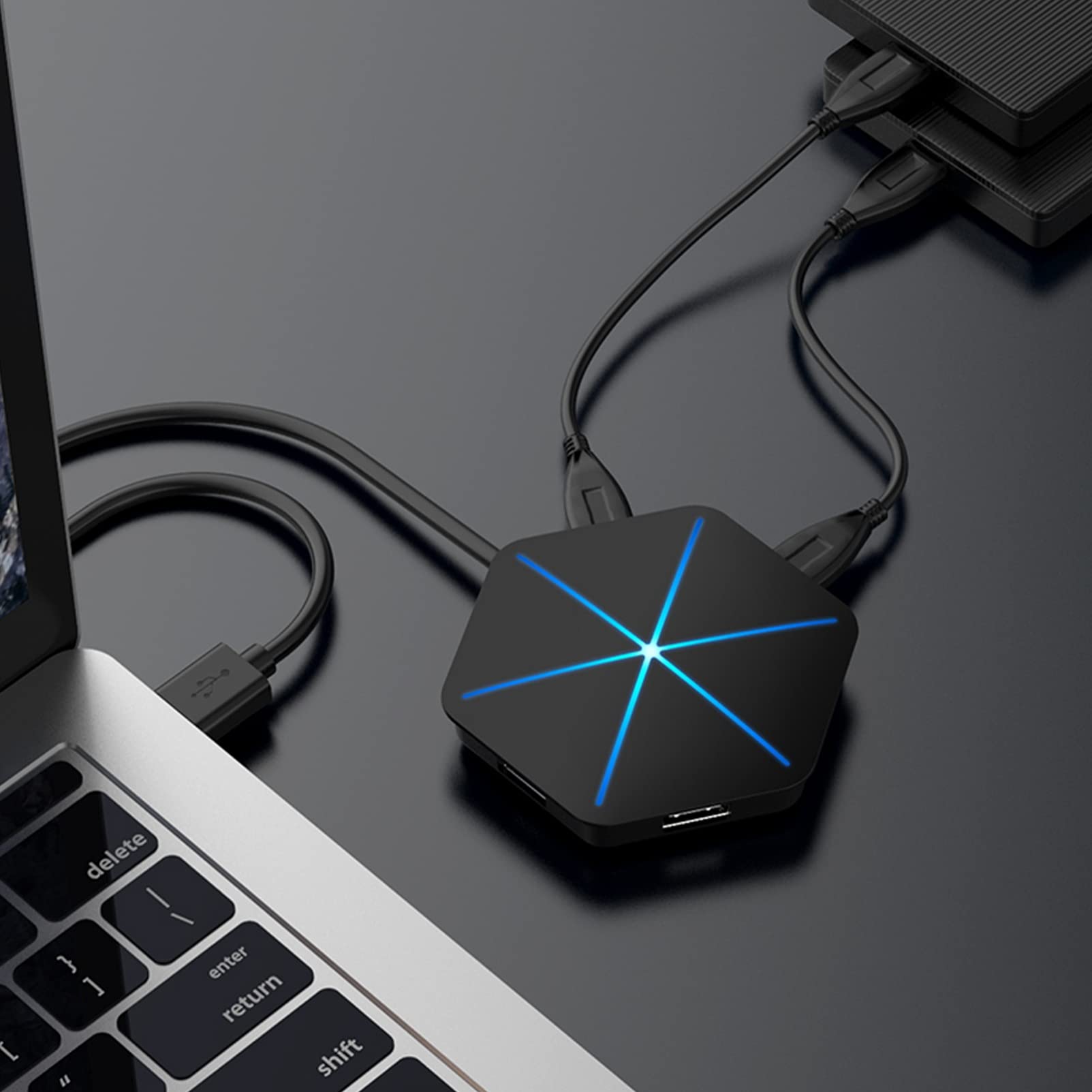 Hemobllo 2pezzi Hub Usb Multifunzionale Porte Con Design Sicuro Adattatore Di Espansione Portatile Per Computer e Laptop Compatibile Con Dispositivi Usb Trasferimento Dati Veloce e Facile
