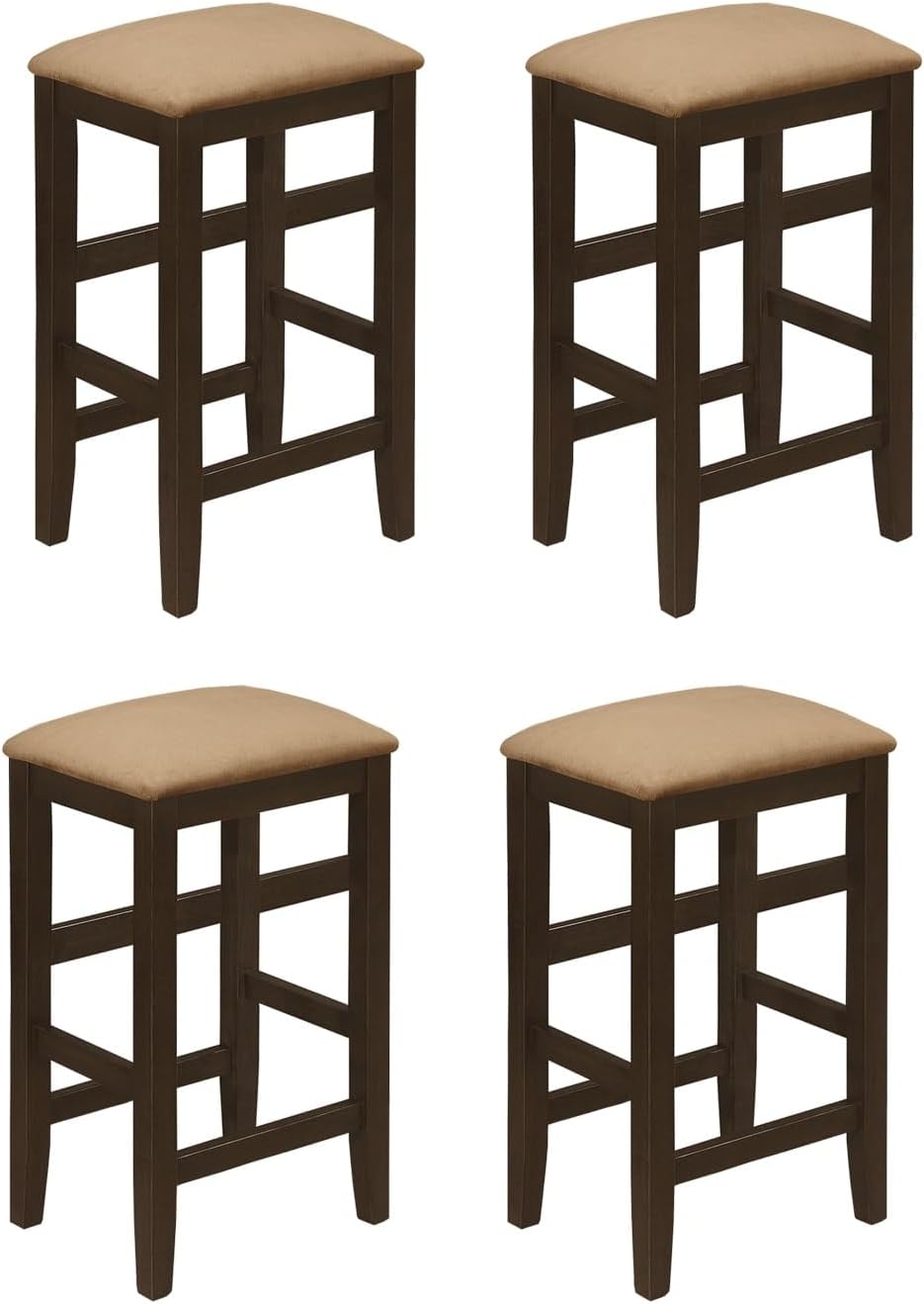 Set of 4 Wooden Counter Height Stool in Cappuccino Multi Color Modern Contemporary