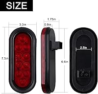 Vista 4 de 6 piezas de luces traseras LED ovaladas para remolque de 6 pulgadas, 10 LED, 4 rojas y 2 blancas, luces traseras LED ovaladas de 6" para parar