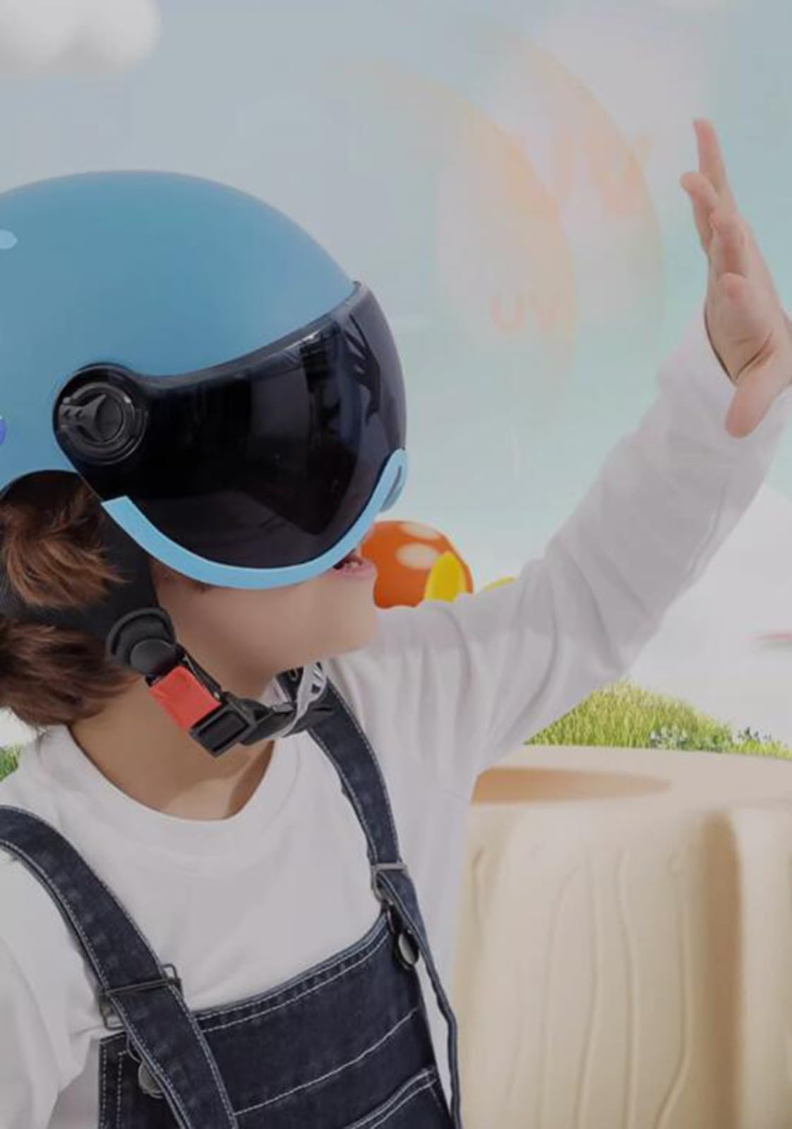 Lindo Medio Casco De Motocicleta para Niños Casco Abierto con Visera Casco Jet para Scooter Crucero Ciclomotor Niños Y Niñas De 3 A 6 Años H,46-52CM