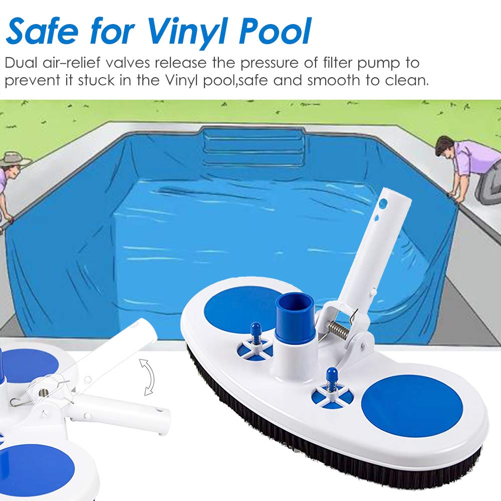 Pool Vacuum Head, 1 x 13.5 - inch Pool Vacuum Head for Ground Pool Pool Brush Head with The Extension Pole for Cleaning OInground Pools, Spas, Ground Pools