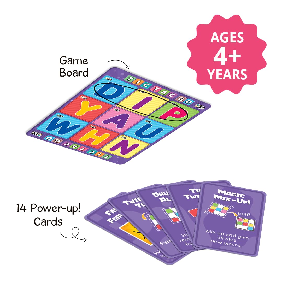 GiniMini Tic-Tac-Go! Sorting & Strategy Game for Kids 4 5 6 | 50+ Tiles Power-Up Cards Mystery Tiles & Challenges | Educational Family Activity & Birthday Gift for Boys Girls | Fun Learning Toy 3