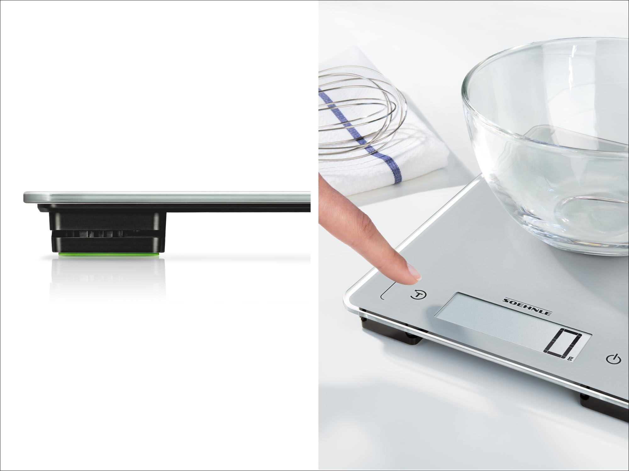 Soehnle Báscula de cocina Page Aqua Proof, báscula digital que pesa entre 1 g y 10 kg, peso de cocina apta para lavavajillas y con pantalla LCD XXL con dígitos de 23 mm de altura, gris | Microfibra micro duo para suciedad incrustada, giro 360°, apta para