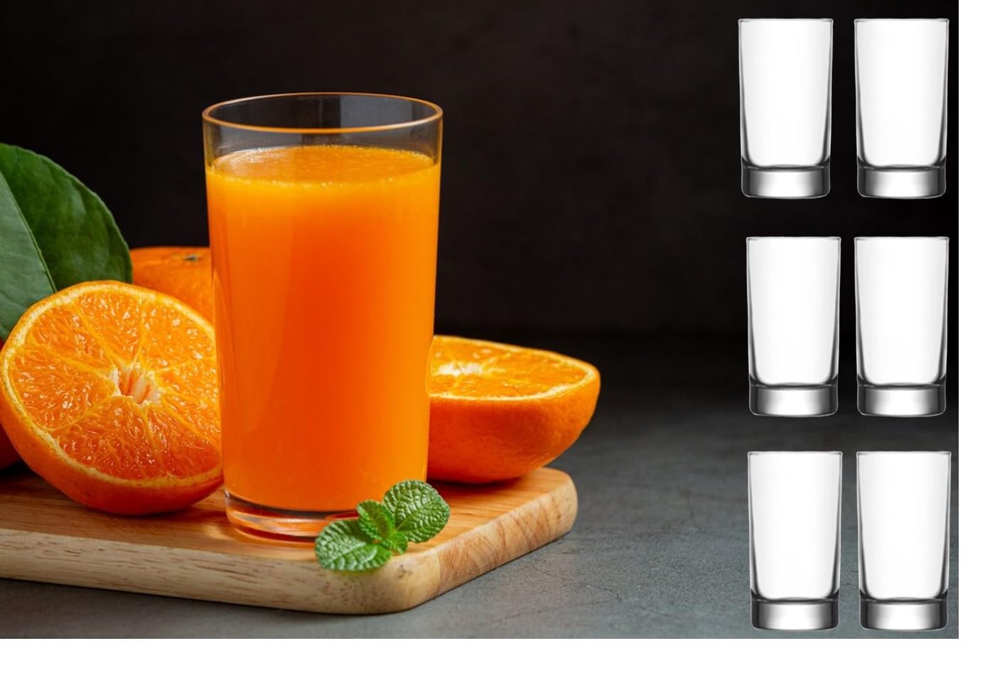 BOHEM'S Vasos pequeños de jugo, vasos de cristal transparente de 5.1 onzas, cristalería para jugo de naranja, agua, leche, café, perfecto para degustación y porciones pequeñas, juego de 6