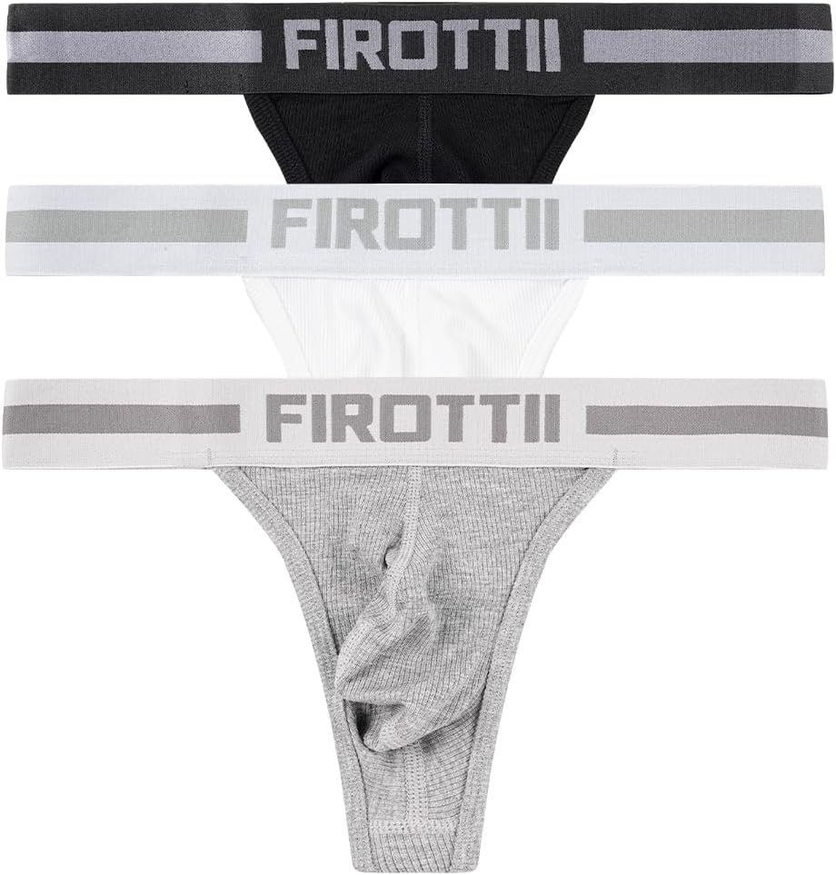 Mens Thong Underwear Ribber G-String Low Rise Briefs T-Back Pouch Stretch and All-day Comfort Lingerie for Men