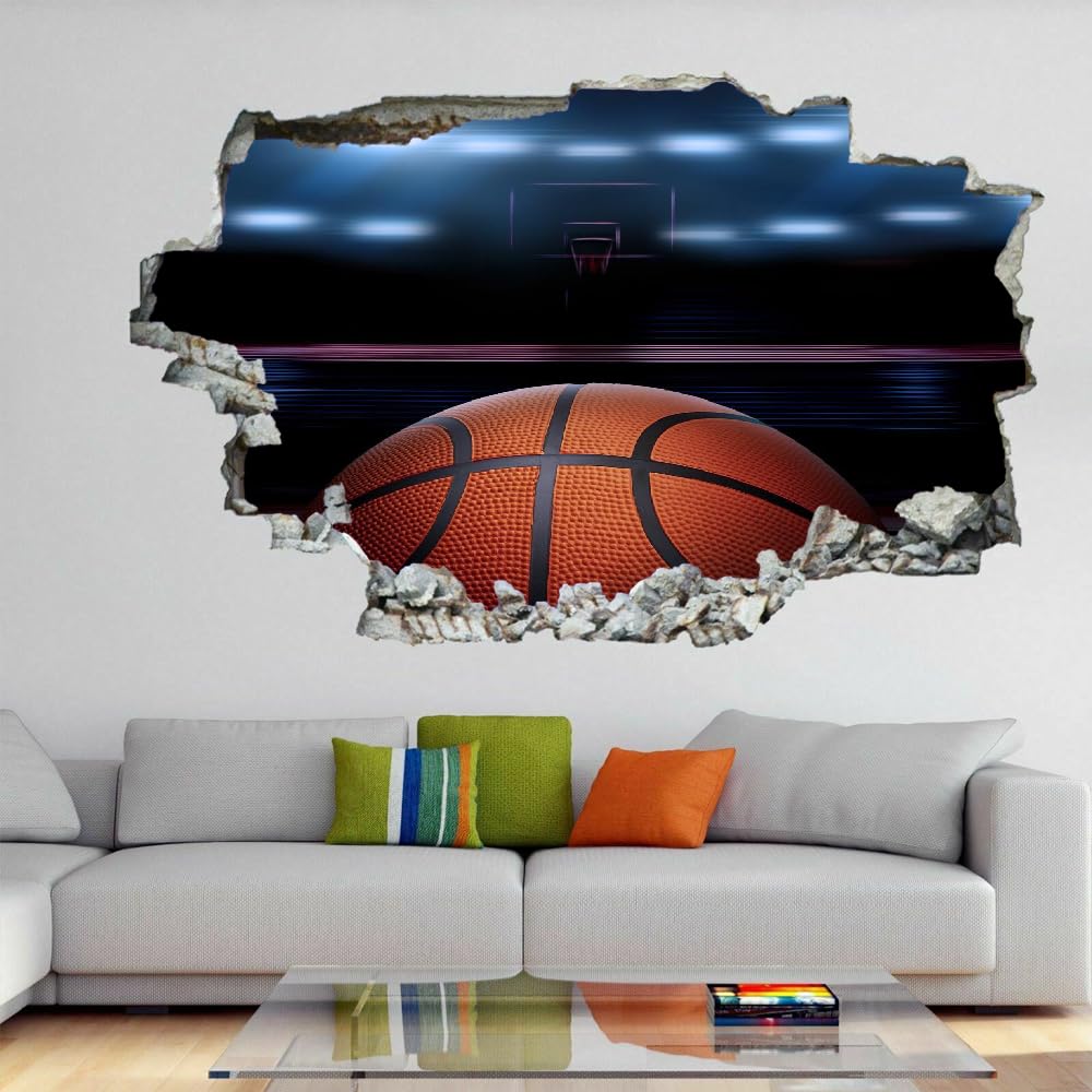 Adesivi Murali 3D Basket Rotto Sacinora - Vinile Rimovibile Per Cameretta Ragazzi E Sala Giochi - 2