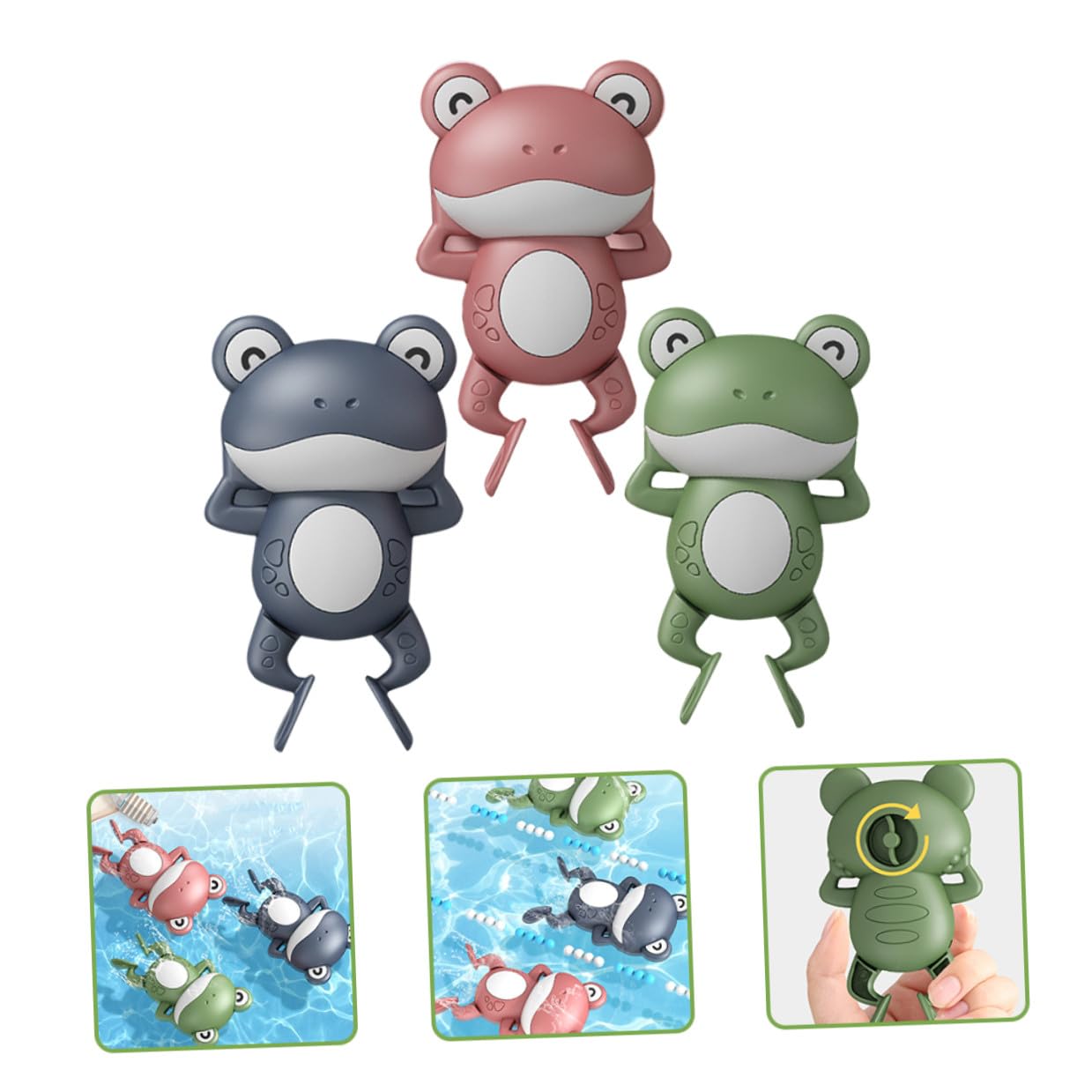 Jouet de Bain pour Bébé Grenouille à Remonter, Lot 3 Pièces