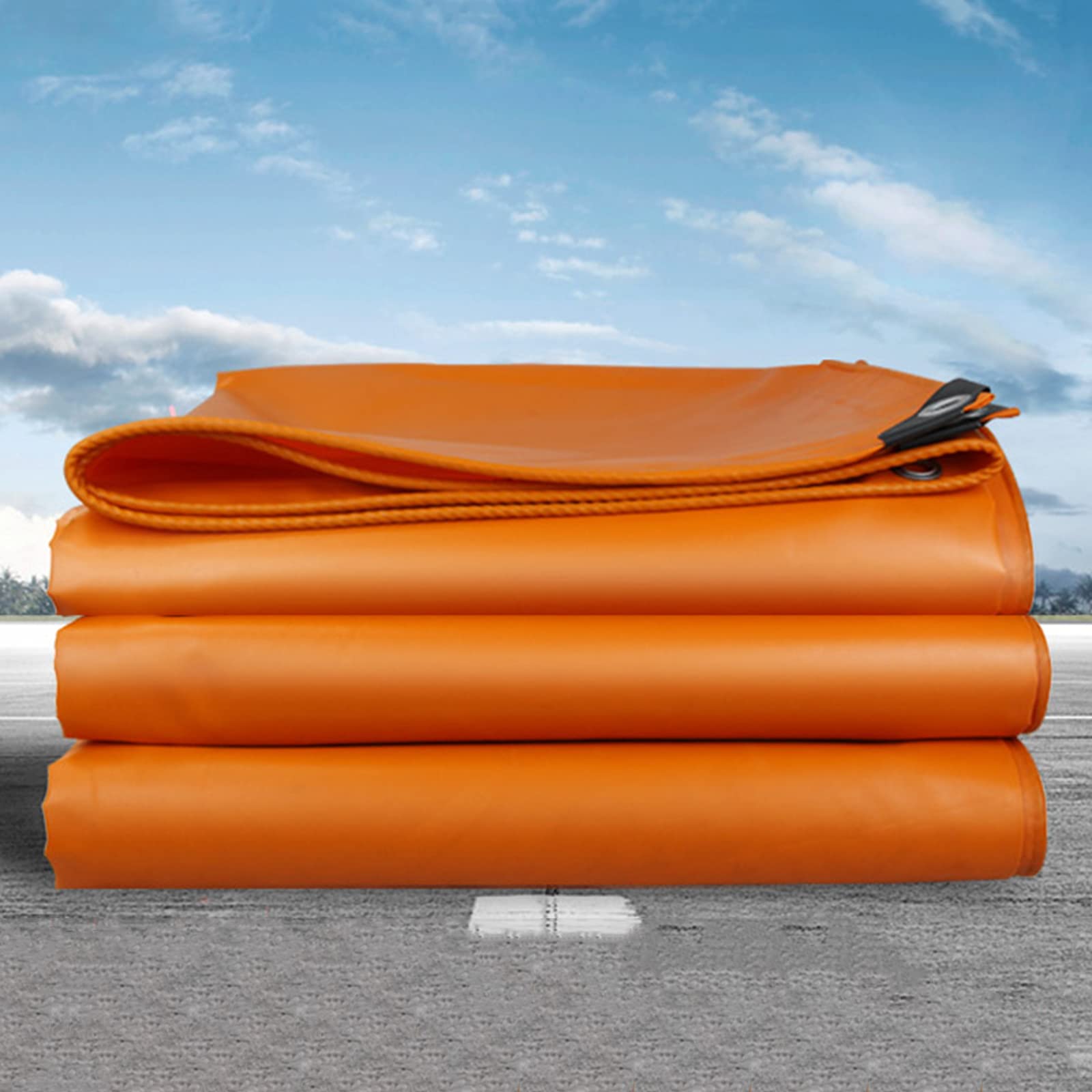 WMEIE Tarpaulin Waterproof Heavy Duty Tarps Sheet with Reinforced Eyelets for Outdoor Camping Ground Sheet,Orange,2x2.5m