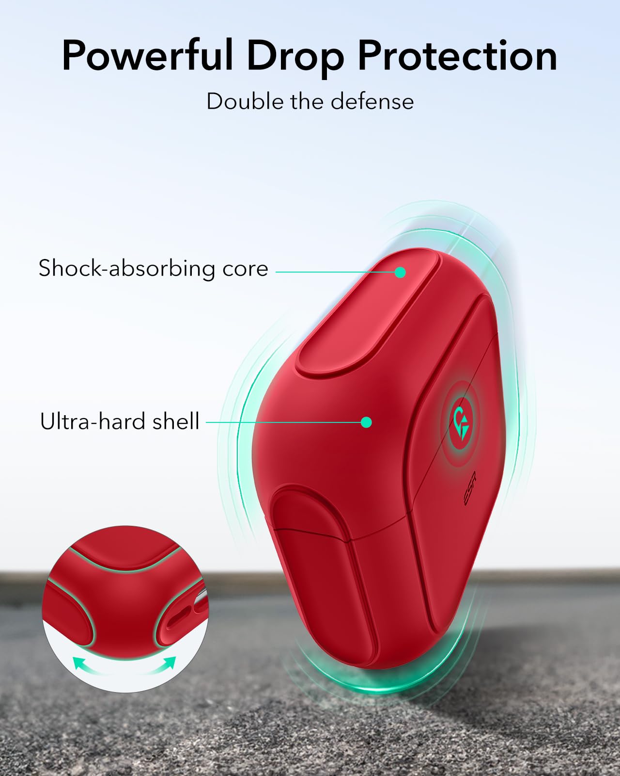 ESR for AirPods 4 Case, Compatible with MagSafe, Orbit Hybrid Series, Red 4