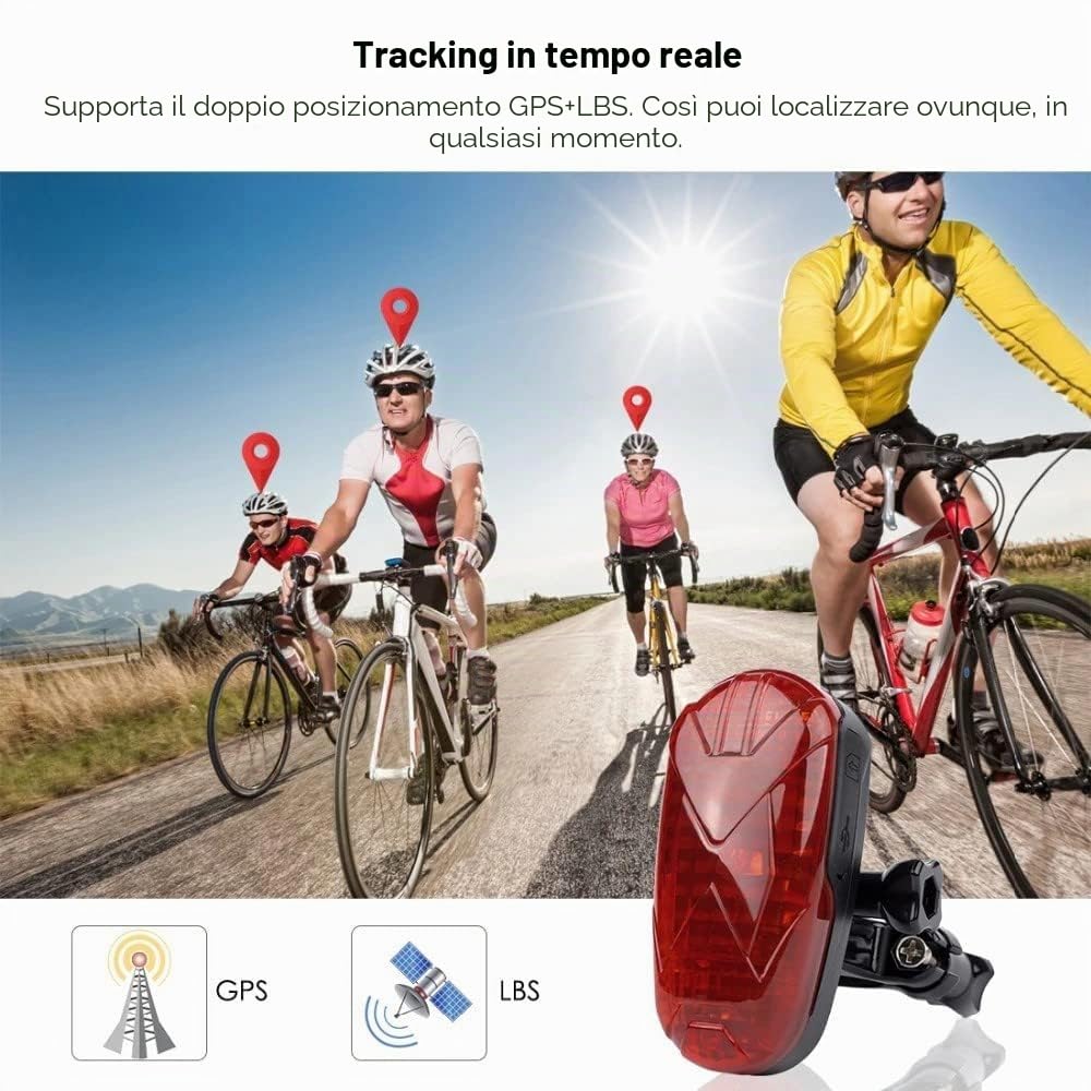 Winnes GPS Tracker, 4G Localizzatore GPS Impermeabile Nascosto per Bicicletta, Ebike,Bici Pieghevoli con Geo-Fence Supporto IOS Android SMS/APP/Web Storico Percorsi,4G TK906