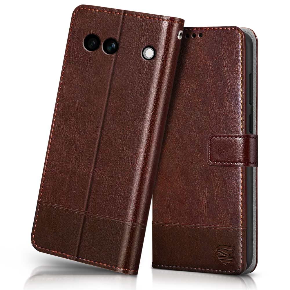 FLIPPED Vegan Leather Flip Case Back Cover for Google Pixel 7A (Flexible, Shock Proof | Hand Stitched Leather Finish | Card Pockets Wallet & Stand | Tan with Brown) (B0C55J6YKH) Amazon Price History, Amazon Price Tracker
