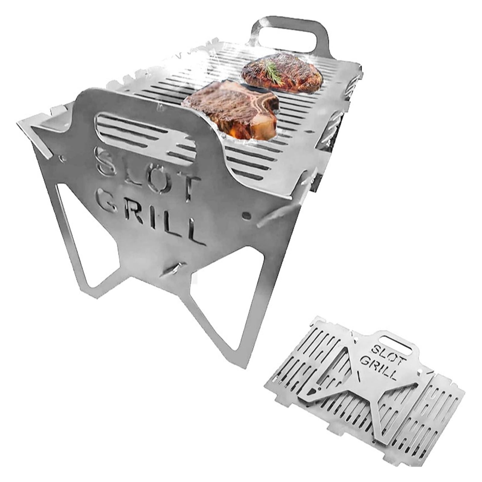 Parrilla De Barbacoa De Carbón Plegable, Herramienta Portátil for Acampar De Acero Inoxidable
