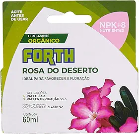 Forth Rosa do Deserto, Fertilizante, Foliar, Fertirrigação, NPK + Micronutrientes, Floração, Líquido, Concentrado, Nutrição Balanceada, 60ml
