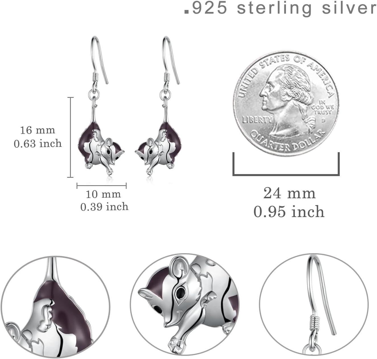 Animals Dangle Earrings 925 Sterling Silver Possum/Ferret/Axolotl/Goat Earrings Cute Animal Jewelry Gifts for Women - Image 4