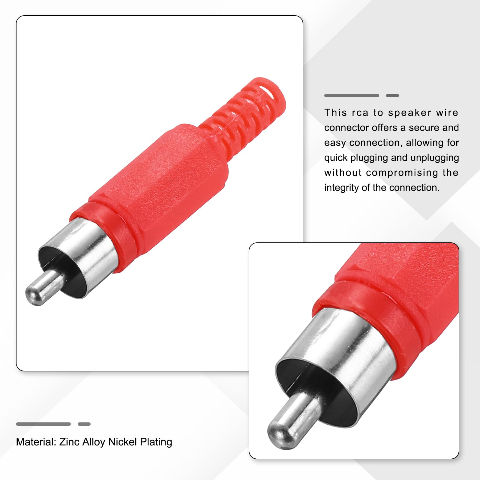 MECCANIXITY Lot de 20 adaptateurs de prise RCA mâle et femelle à tête rouge et noire 5,1 mm connecteur audio et vidéo (10 mâles et 10 femelles)