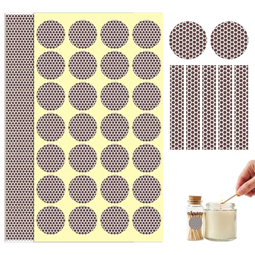60 Pcs Match Striker Stickers Match Striker Paper with Adhesive Honeycomb Textured Surface for Instant Ignition Multi-Surface Adhesion for Matchbox Replacement Camping & DIY Crafts