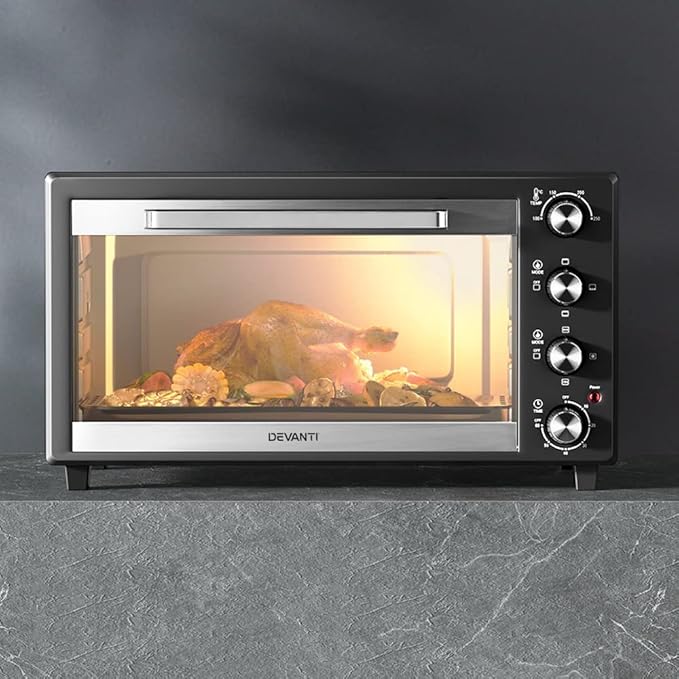 Devanti Convection Oven, 60L Electric Benchtop Ovens Baking Plate
