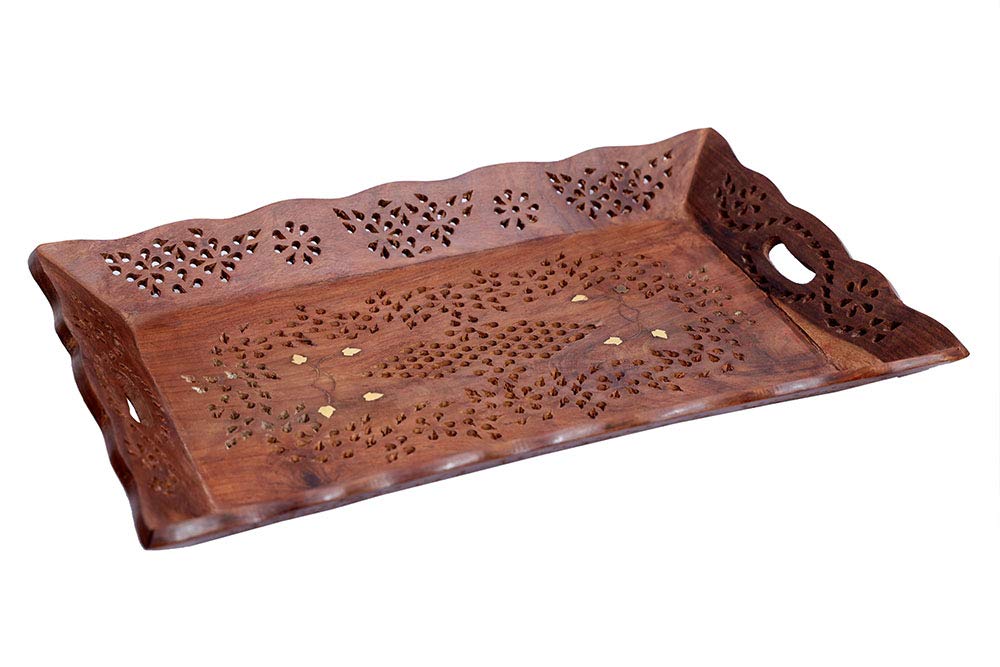 Wood Handmade & Handcrafted Serving Wooden Tray | Home & Kitchen Essentials, Office/Pantry & Restaurants