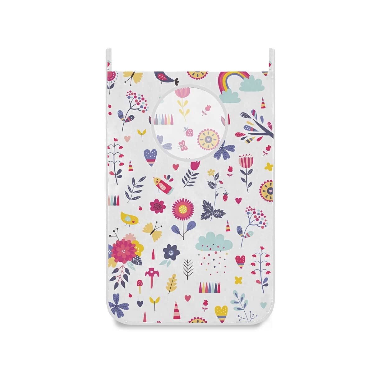 Bolsa para ropa sucia, para niños, con ganchos para la pared, diseño de flores y flores