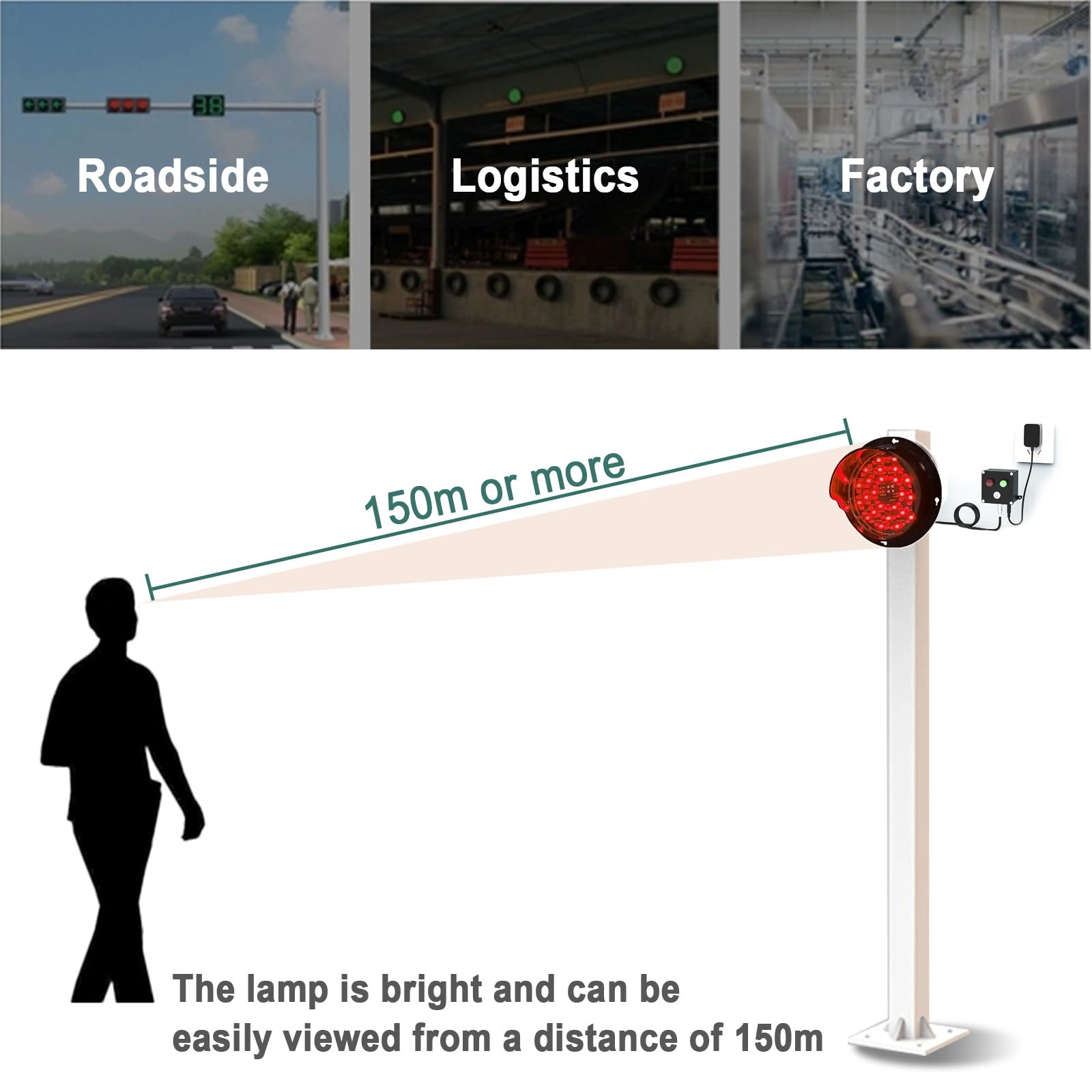 Luces de tráfico LED, luz de advertencia indicadora montada en la pared, rojo/verde para soluciones de acoplamiento, IP67 impermeable, Plug & Play para uso en interiores y exteriores