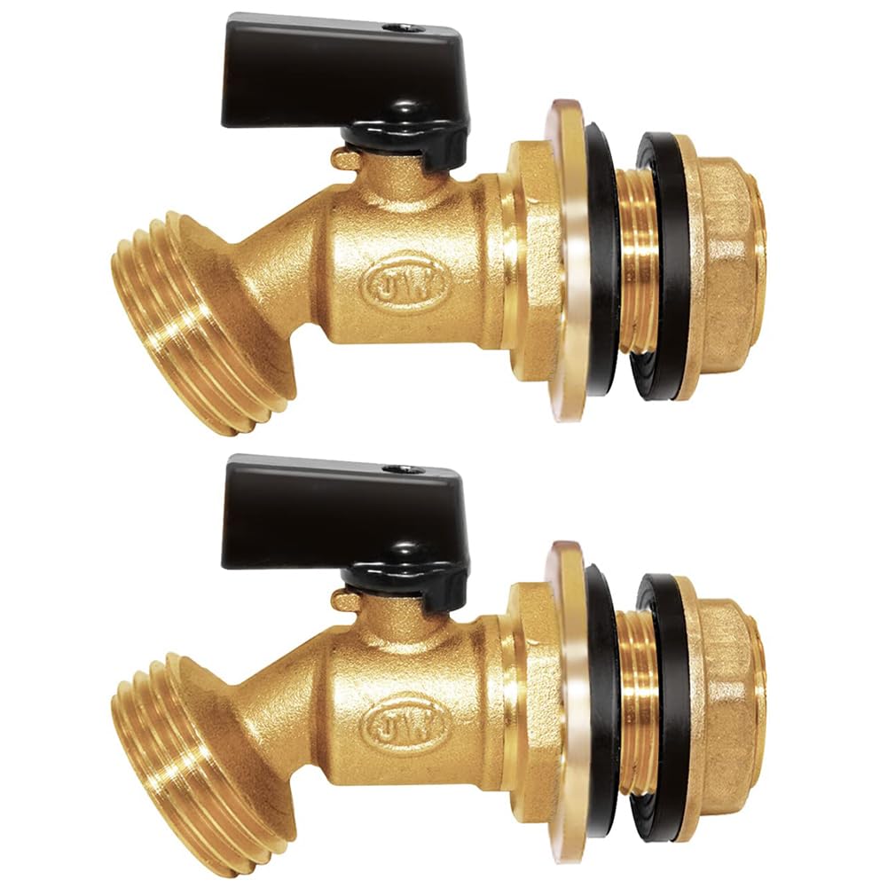 Joywayus Brass Water Container/Rain Barrel Spigot 3/4" GHT to 1/2" Male Threaded Quarter Turn Ball Valve with Bulkhead Fitting, Suitable for Garden