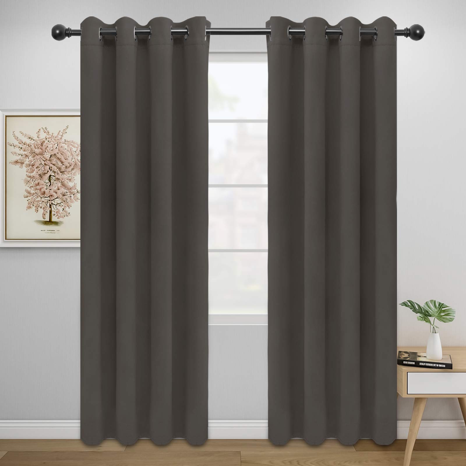 Easy-Going Blackout Curtains for Bedroom, Solid Thermal Insulated Grommet and Noise Reduction Window Drapes, Room Darkening Curtains for Living Room, 2 Panels (52x84 in,Taupe) — image 1