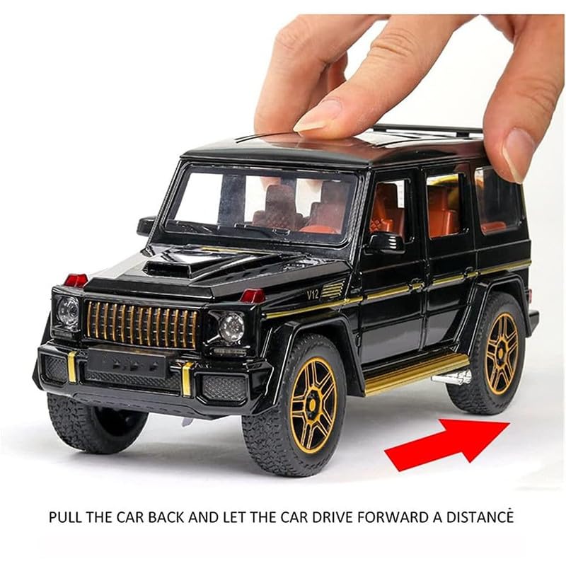 Image of Kids Model 1:24 G Klessa Die Cast Metal Car Pull Back Action Opening Doors with Realistic Engine Sound Lights Toy Car Gift for Boys - Black
