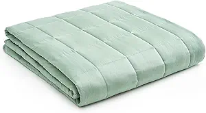 YnM Weighted Blanket, Heavy 100% Oeko-Tex Certified Cotton Material(Sprout Green, 80''x87'' 20lbs), Two Persons(90~160lb) Sharing Use on Queen/King Bed | A Duvet Included