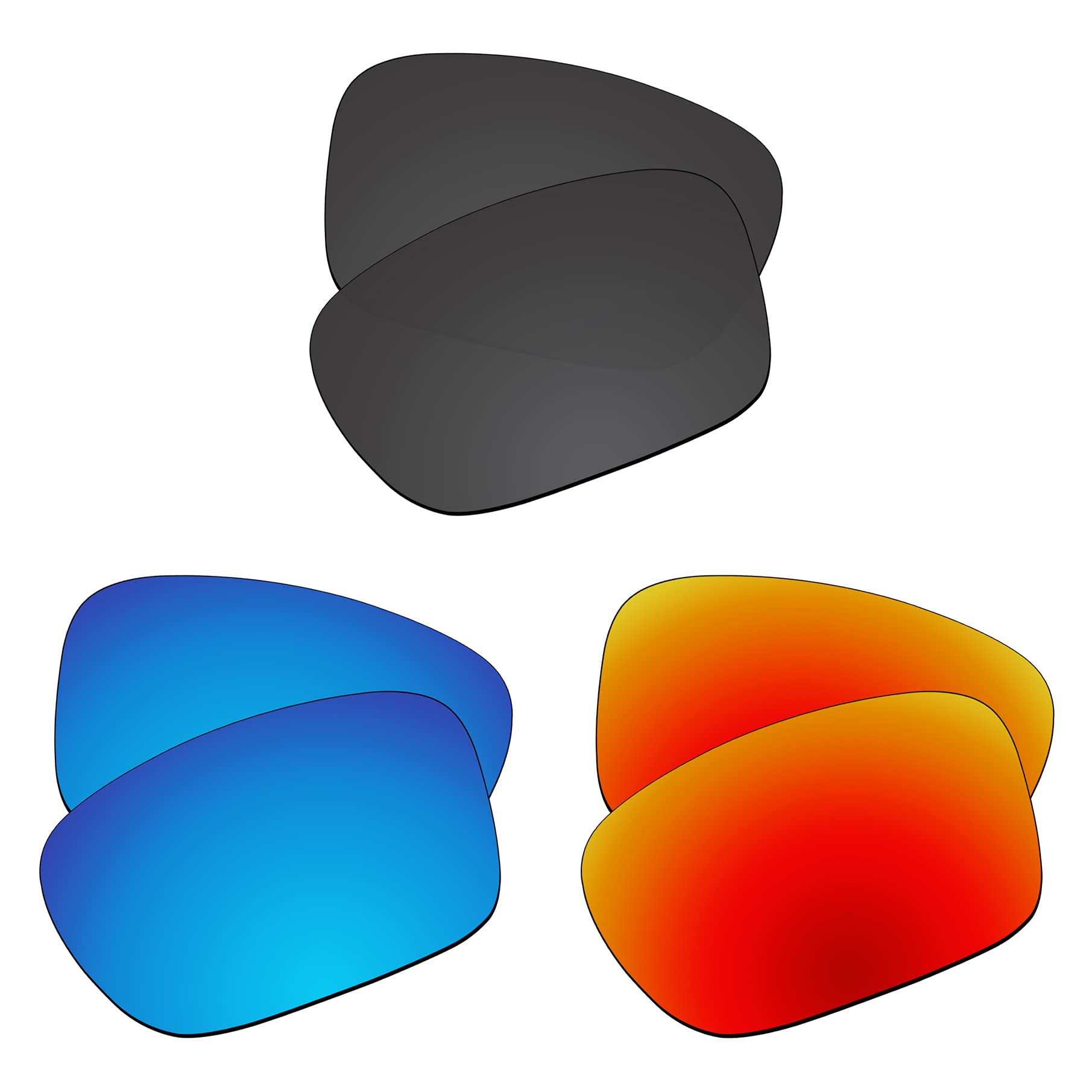 EZReplace Lentes de repuesto compatibles con gafas de sol Arnette complementarias AN4233 57 mm (lentes polarizadas), compatible con marco complementario Arnette (negro carbón+azul hielo + rojo