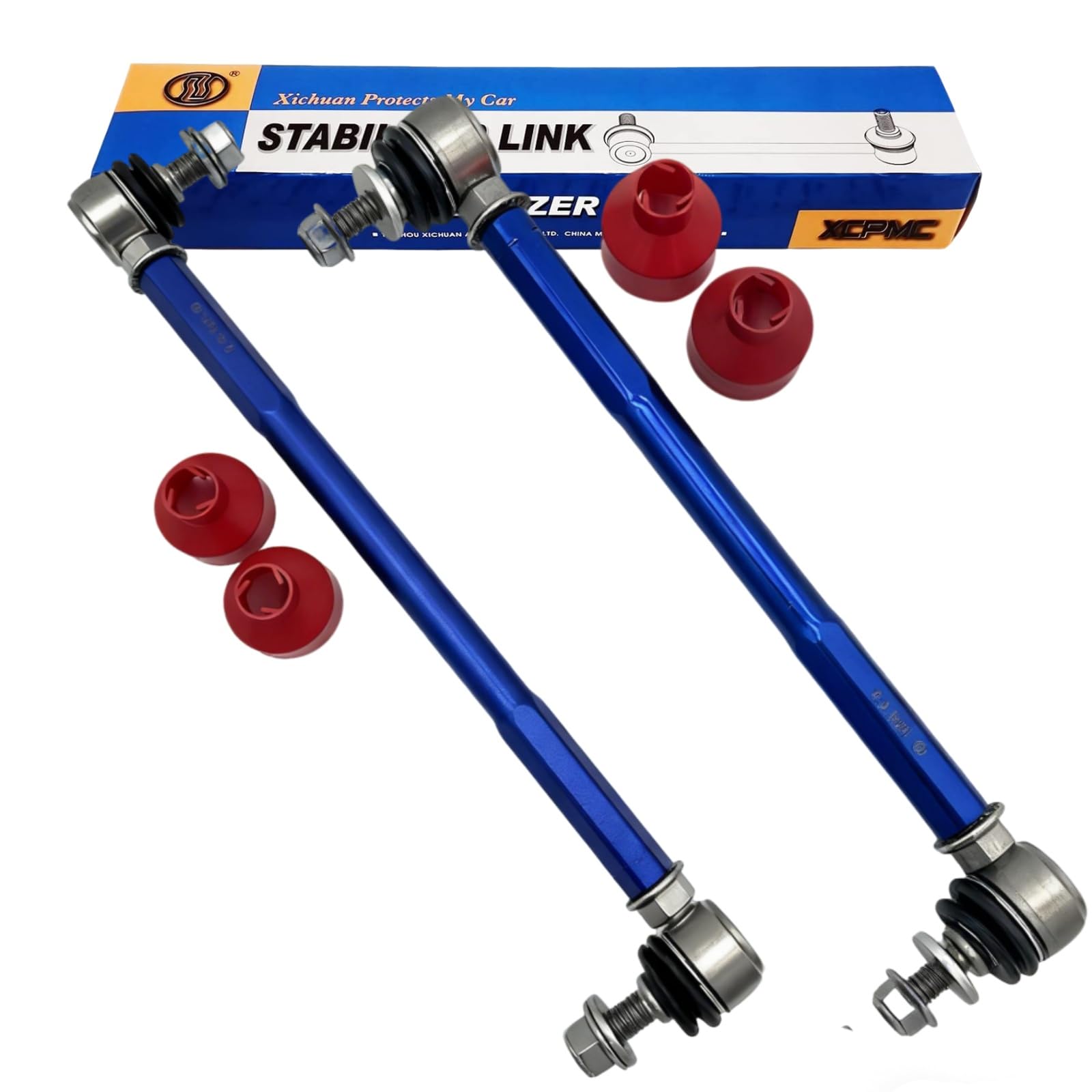 25-30 cm M12 2x Biellette Barre Stabilisatrice Modifiée pour Type Véhicule | C253012 Derrière Gauche et Droit Avec Rotule Pivotante à 360° et Réglage de Longueur/Angle en Aluminium en Bleu