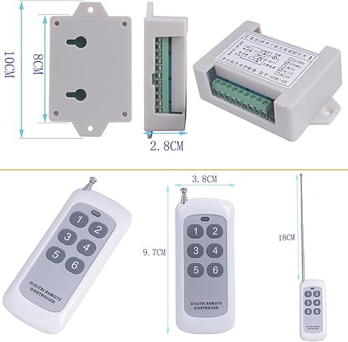 Miniatura 8 de Interruptor de relé de control remoto inalámbrico de 433 mhz 12 V CC, 6 canales, 12 V, relé remoto, transmisor y receptor, controlador de ventana de