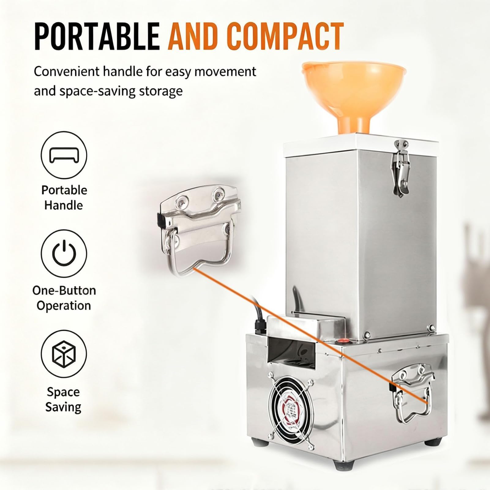 Komercyjna elektryczna obieraczka do czosnku ze stali nierdzewnej | Silnik 200 W, zbiornik 14 cm, prędkość obierania 25 kg/h, obieranie na sucho, dla restauracji, hoteli, sklepów z grillem