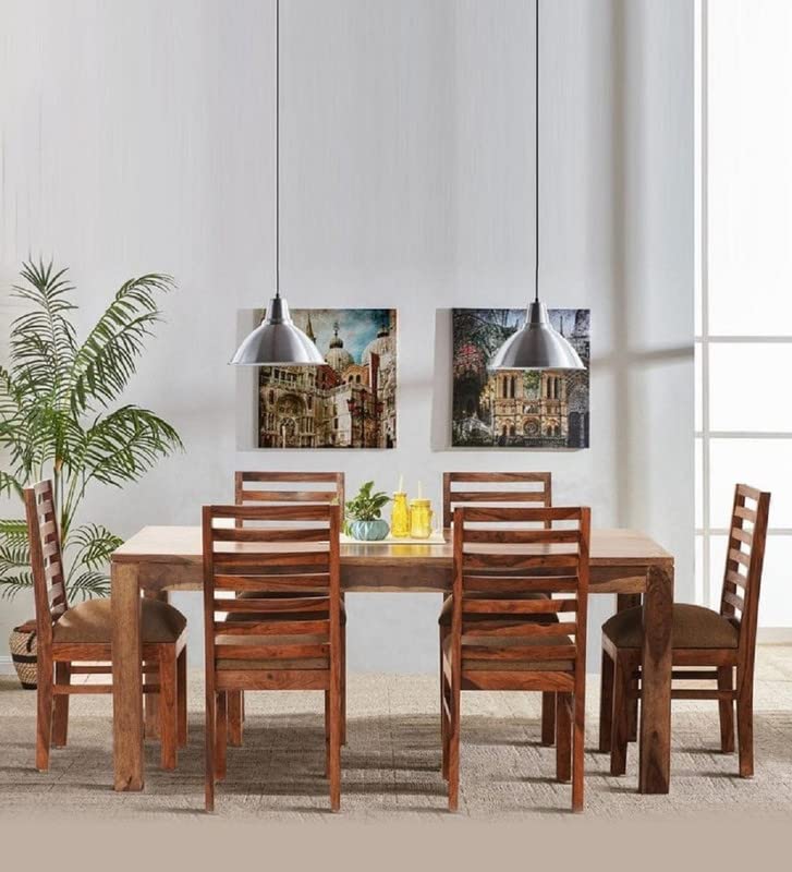 GM CRAFT Solid Sheesham Wood Six Seater Dining Set for Dining Room Restaurant Hotels Cafe, Wooden Dining Set, Sheesham Wood Dining Set,23
