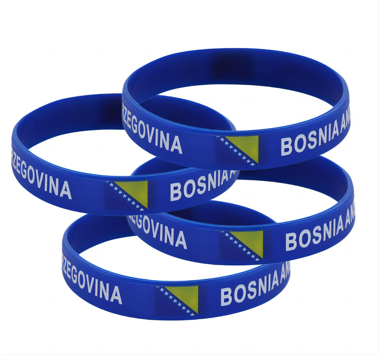ZENRUIMING 2 Pieces BiH Flag Silicone Bracelet BiH Travel Souvenir BiH Outdoor Sports Wristband