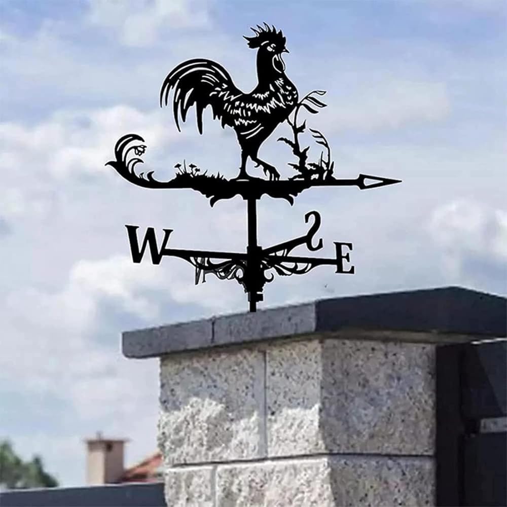 Segnavento in metallo a forma di gallo, scultura tradizionale in ferro per giardino, tetto e fattoria, decorazione a banderuola e banderuola