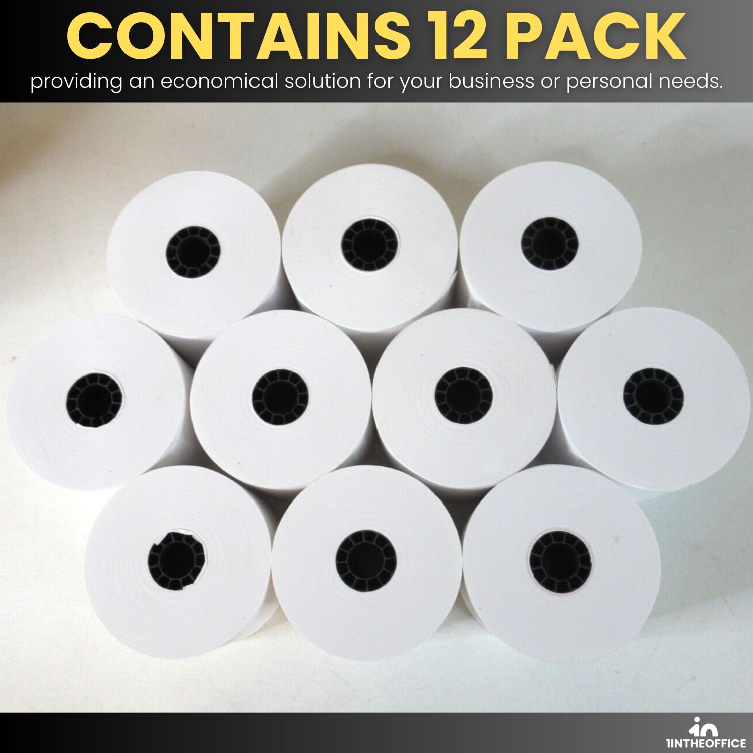 1InTheOffice - Rollos de calculadora, 2 1/4 Pulgadas x 130 pies, 1 Capa, 12 Unidades