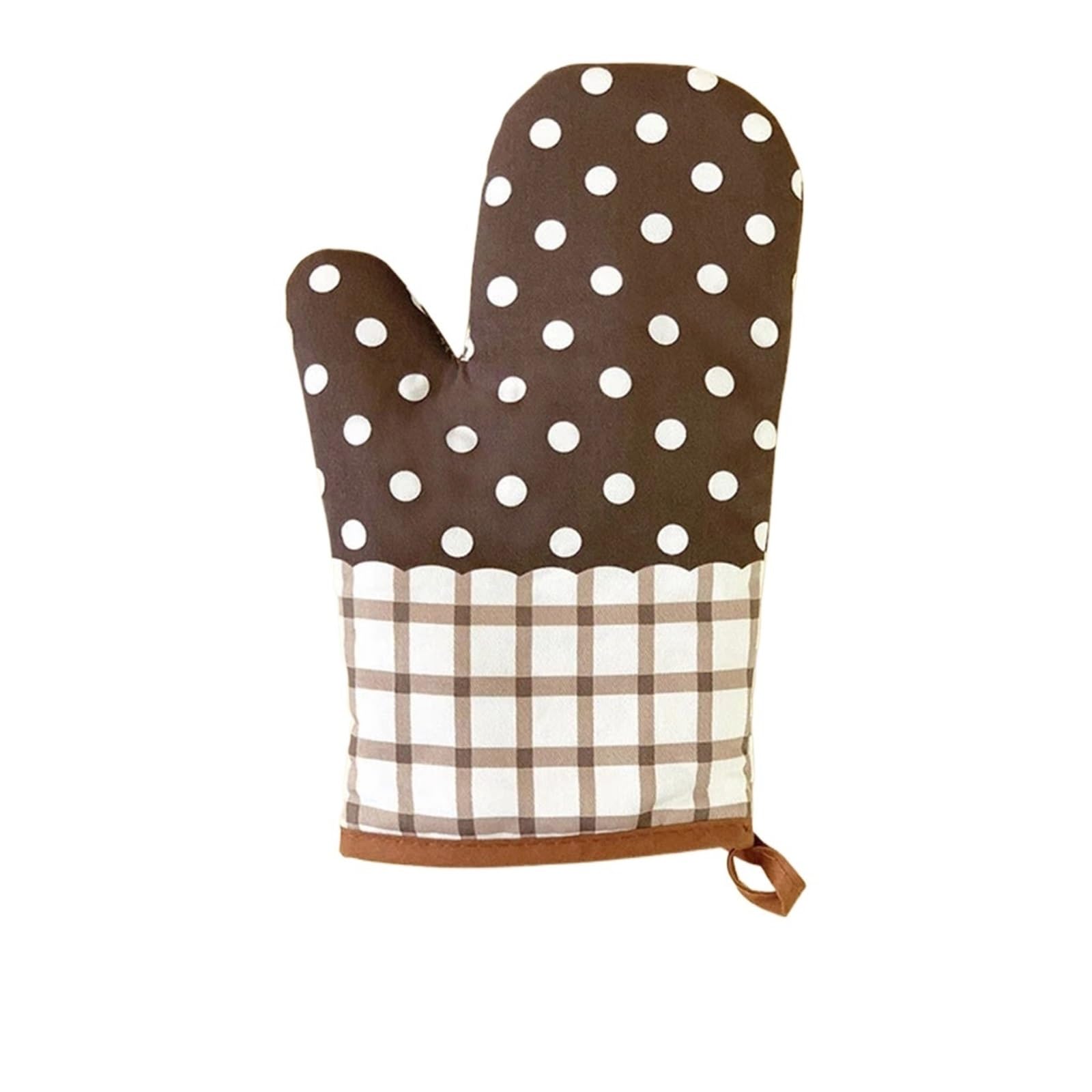 2Pcs Heat-Resistant Plaid Oven Gloves, Thickened Insulated Kitchen Gloves for Microwave, Cooking & Baking(Coffee)