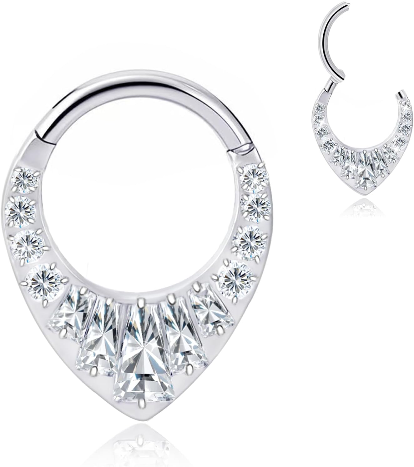 16G G23 Titanium Septum Rings: CZ Nose Ring Hoops, Helix Cartilage Clicker Hoop Earrings, Rook Daith Tragus Piercing Rings for Women Men