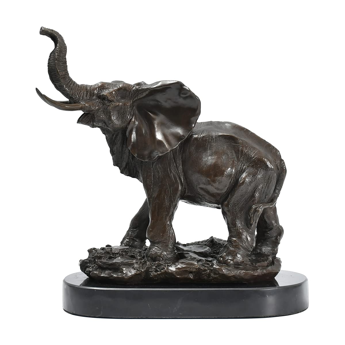 Artylife Bronze Elephant Statues with Marble Base Brown Animal Sculpture and Figurine for Decor