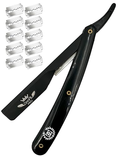 Cuchilla de afeitar profesional recta con cuchillas rectas y borde recto, cuchilla plegable AFEITADO RAPADA USA SALON SHAVING CLASSIC de acero