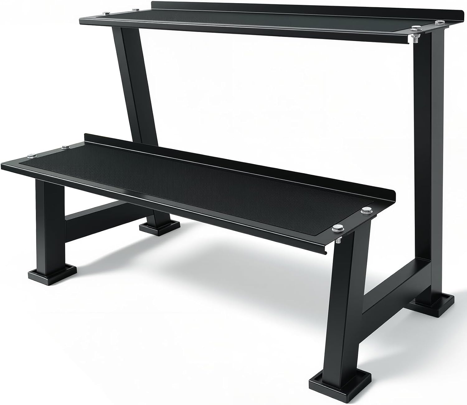 Kettlebell Storage Rack, 2-Tier Dumbbell and Kettlebell Rack for Home Gym Storage, Black Steel Construction, 39 x 18.5 x 25 Inches
